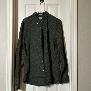 jcrew men’s dot button down/button up shirt slim fit size L. EUC